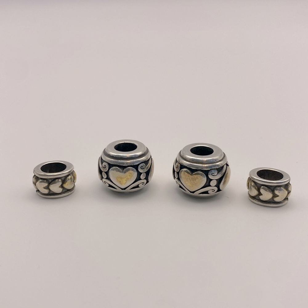 Brighton 2 tone heart beads Set of 4
